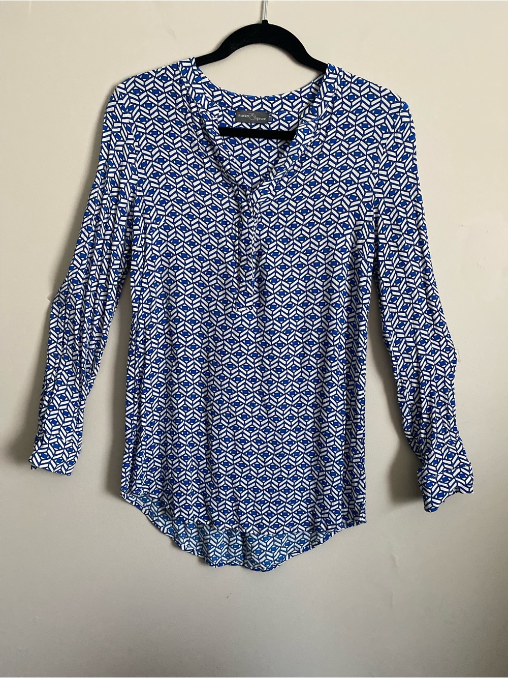 Market & Spruce Top L Geometric Beach Casual Chic Preppy Coastal Nautical Classy